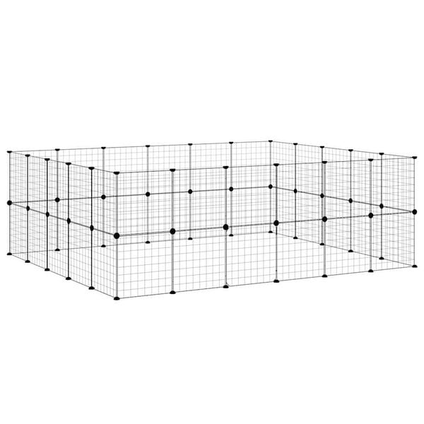 vidaXL 44-Panel Pet Cage with Door Black 35x35 cm Steel