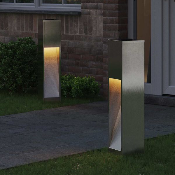 vidaXL Solar Led Pathway Light 2 pcs Silver Stainless Steel