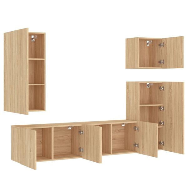 vidaXL 5 Piece TV Wall Units Sonoma Oak Engineered Wood