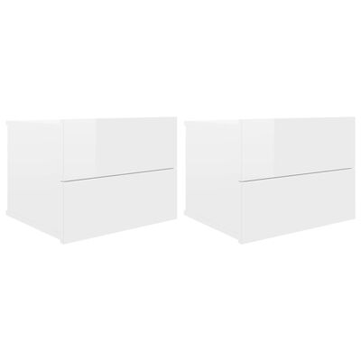vidaXL Bedside Cabinets 2 pcs High Gloss White 40x30x30 cm Engineered Wood