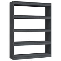 vidaXL Book Cabinet/Room Divider Grey 100x30x135.5 cm Solid Pinewood