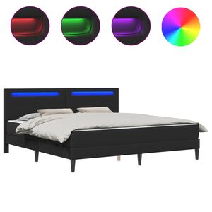 vidaXL Bed Frame with Mattress Black 180 x 200 cm Faux Leather