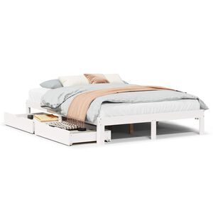vidaXL Bed Frame with Drawers without Mattress White 120x190 cm Small Double