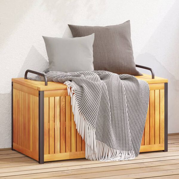 vidaXL Outdoor Cushion Box 85x45x45/53 cm Solid Wood Acacia and Steel