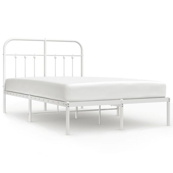 vidaXL Metal Bed Frame without Mattress with Headboard White 120x190cm