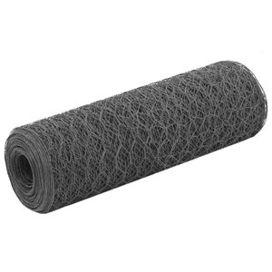 vidaXL Chicken Wire Fence Steel with PVC Coating 25x0,5 m Grey