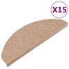 vidaXL Stair Mats Self-adhesive 15 pcs 65x22.5x3.5 cm Beige