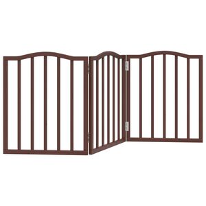 vidaXL Dog Gate Foldable 3 Panels Brown Oak 150 cm&nbsp;Poplar Wood