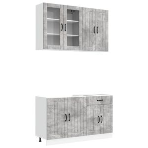 vidaXL Kitchen Unit LUCCA 4 pcs Concrete Grey Engineered Wood