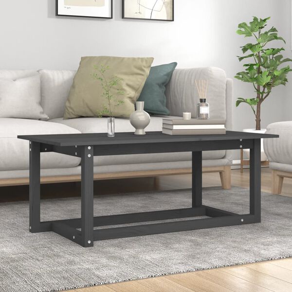 vidaXL Coffee Table Grey 110x55x45 cm Solid Wood Pine