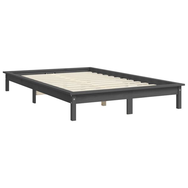 vidaXL Bed Frame without Mattress Grey Solid Wood Pine King Size