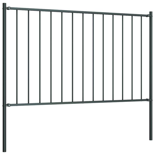 vidaXL Fence Panel with Posts Powder-coated Steel 1.7x0.75 m Anthracite