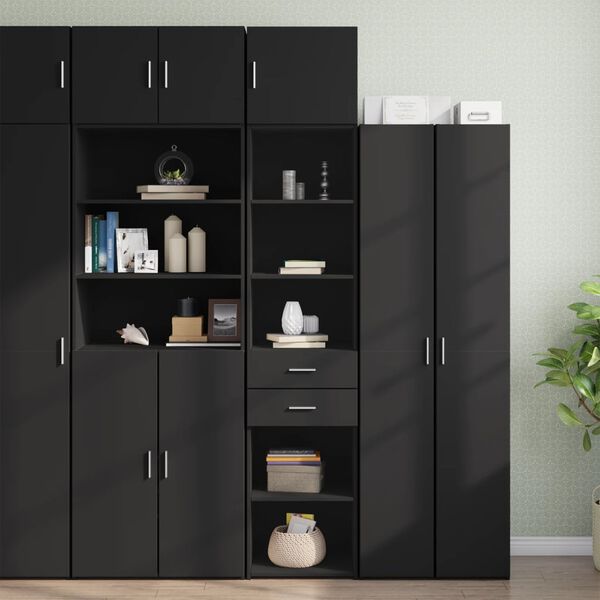 vidaXL Slim Storage Cabinet Black 45x42.5x225 cm Engineered Wood