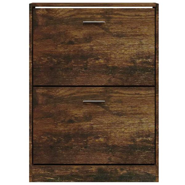 vidaXL Shoe Cabinet Smoked Oak 59x17x81 cm Engineered Wood