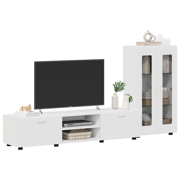vidaXL TV Cabinet Set with Drawer with Shelf White Engineered Wood