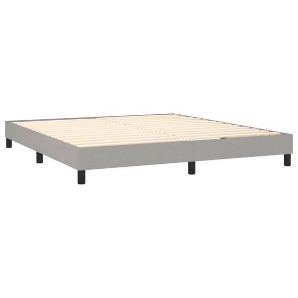 vidaXL Box Spring Bed Frame Light Grey 180x200 cm Super King Fabric