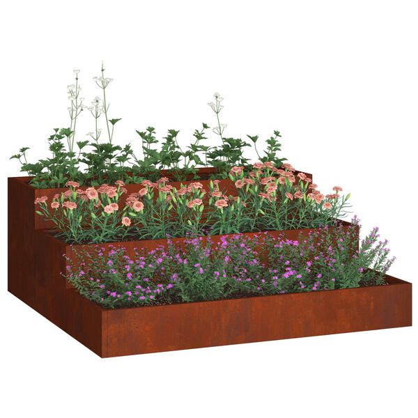 vidaXL Garden Planter Rusty 90 x 90 x 35 cm Weathering Steel