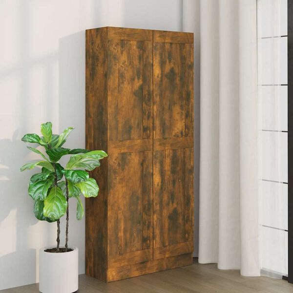 vidaXL Book Cabinet Smoked Oak 82.5x30.5x185.5 cm Engineered Wood