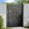vidaXL Garden Gate Black 100x125 cm Steel Flame Design