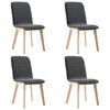 vidaXL Dining Chairs 4 pcs Grey Fabric and Solid Oak Wood