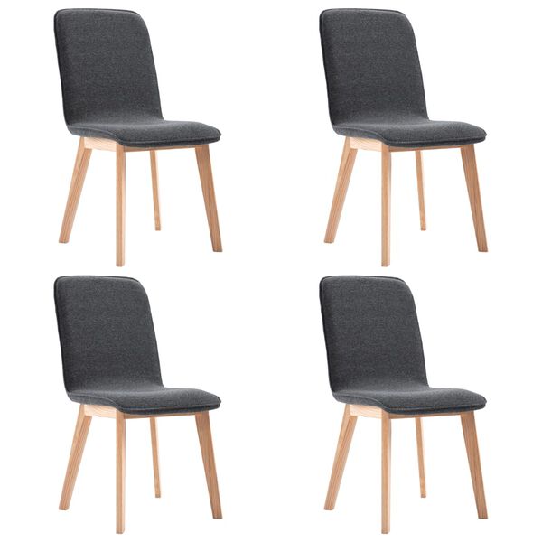 vidaXL Dining Chairs 4 pcs Grey Fabric and Solid Oak Wood