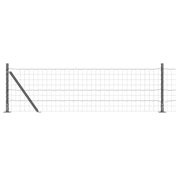 vidaXL Fence with Post Grey 0.6 x 50 m Steel and PVC