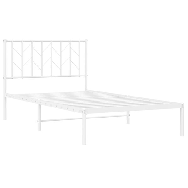 vidaXL Metal Bed Frame without Mattress with Headboard White 100x190cm