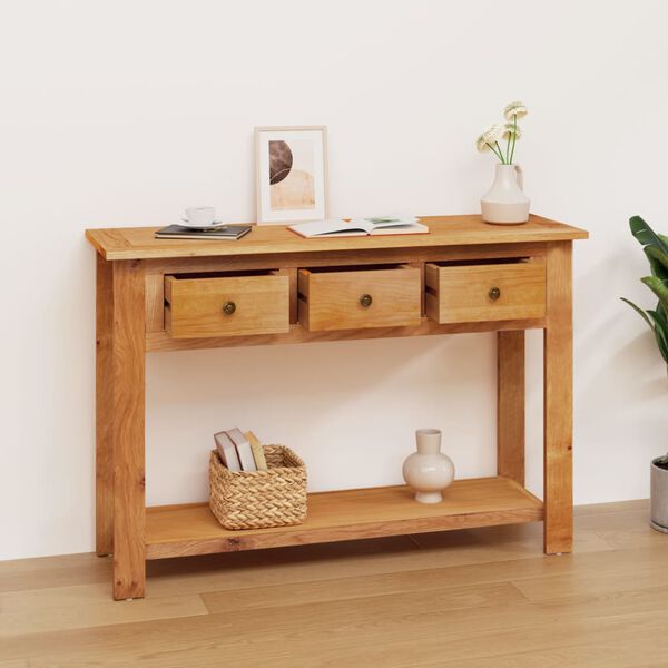 vidaXL Console Table 110x35x75 cm Solid Oak Wood