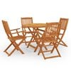 vidaXL 5 Piece Folding Outdoor Dining Set Solid Eucalyptus Wood