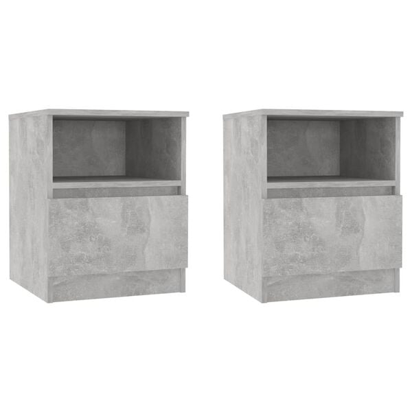 vidaXL Bed Cabinets 2 pcs Concrete Grey 40x40x50 cm Engineered Wood