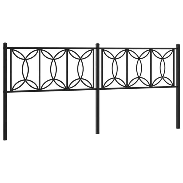vidaXL Metal Headboard Black 200 cm