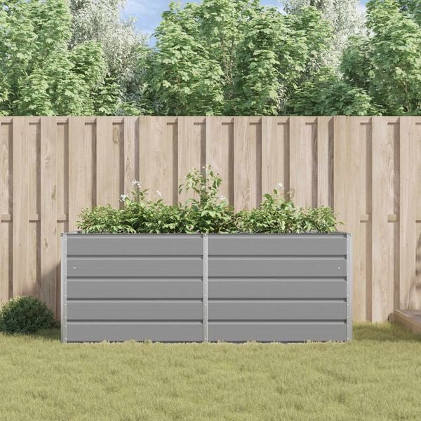 vidaXL Planter Light Grey 195 x 100 x 75 cm Galvanised Steel