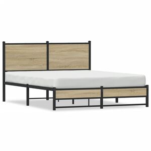 vidaXL Metal Bed Frame without Mattress Sonoma Oak 137x190 cm
