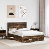 vidaXL Bed Frame with Drawer Smoked Oak 150 x 200 cm Engineered Wood