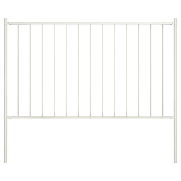 vidaXL Fence Panel with Posts Powder-coated Steel 1.7x0.75 m White