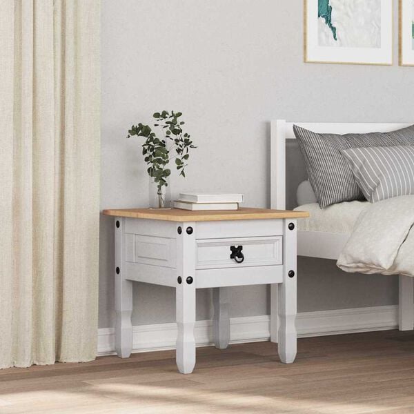 vidaXL End Table Corona White 50 x 50 x50 cm Solid Pine Wood