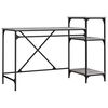 vidaXL Desk with Shelves Grey Sonoma 135x50x90 cm Engineered Wood&Iron