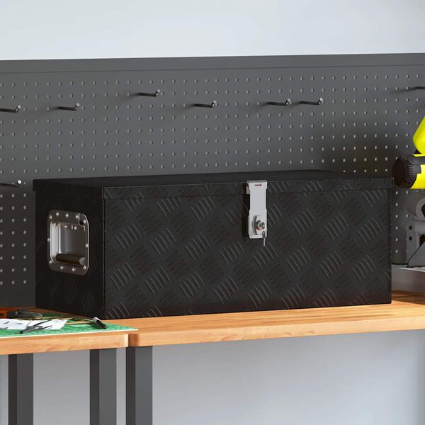 vidaXL Storage Box Black 70x31x27 cm Aluminium