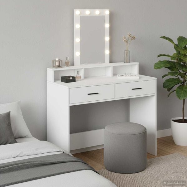 vidaXL Dressing Table White 100 x 41 x 140 cm Engineered Wood