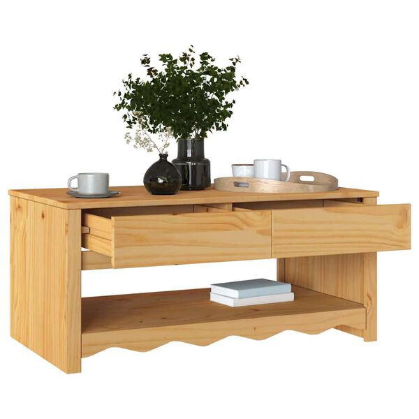 vidaXL Coffee Table Drammen Oak 99 x 55 x 45 cm Solid pine wood