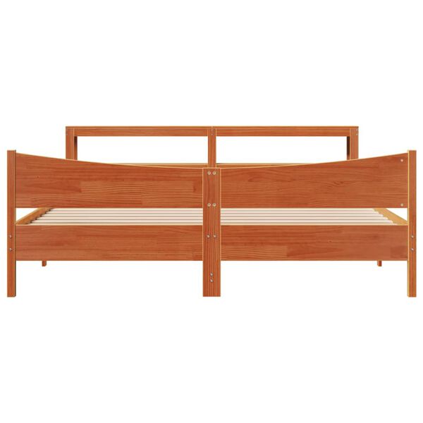 vidaXL Bed Frame with Headboard Wax Brown 180x200 cm Super King Solid Wood Pine