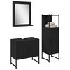 vidaXL Bathroom Furniture Set with Shelf 3 pcs Black Engineered wood