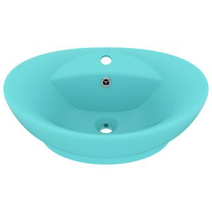 vidaXL Luxury Basin Overflow Oval Matt Light Green 58.5x39 cm Ceramic