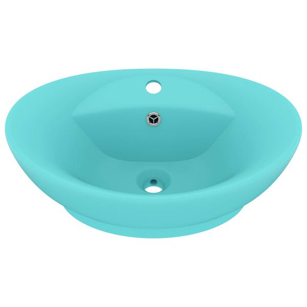 vidaXL Luxury Basin Overflow Oval Matt Light Green 58.5x39 cm Ceramic