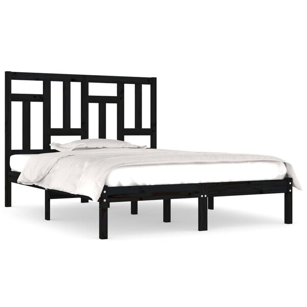 vidaXL Bed Frame without Mattress Black 200x200 cm Solid Wood Pine