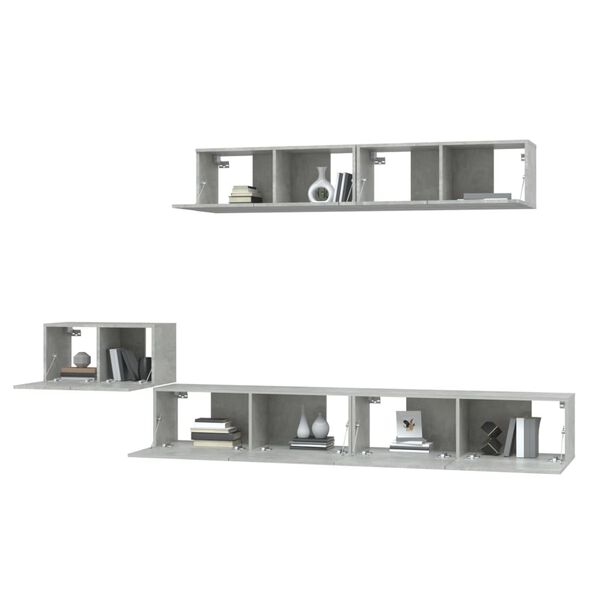 vidaXL 5 Piece TV Cabinet Set Concrete Grey Engineered Wood
