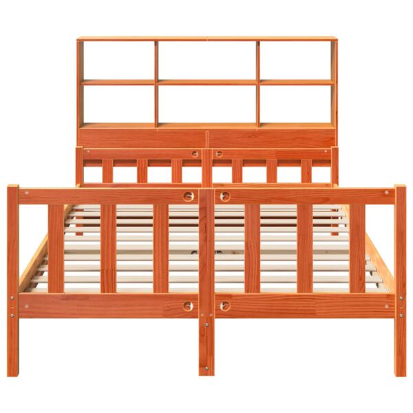 vidaXL Bookcase Bed without Mattress Wax Brown 150x200 cm King Solid Wood