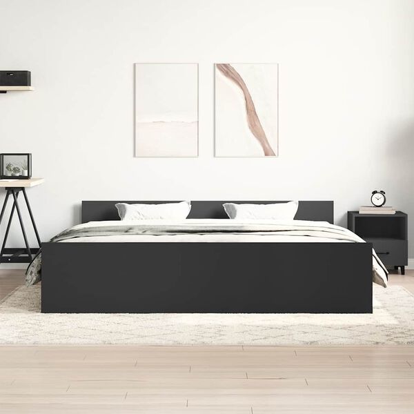 vidaXL Bed Frame without Mattress Black 180x200 cm Super King