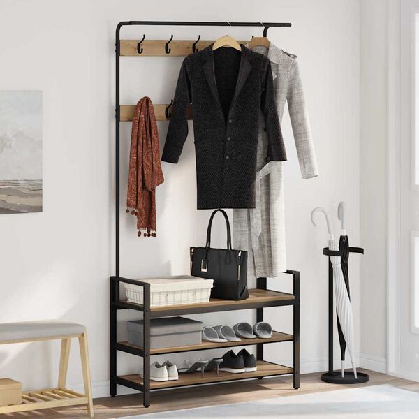 vidaXL Coat Rack Artisan Oak 95 x 34 x 184 cm Engineered wood