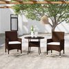 vidaXL 3 Piece Garden Bistro Set Poly Rattan and Tempered Glass Brown